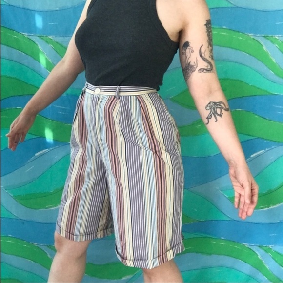 VINTAGE Ralph Lauren striped cotton shorts preppy classic basic waist 25 - Picture 9 of 11